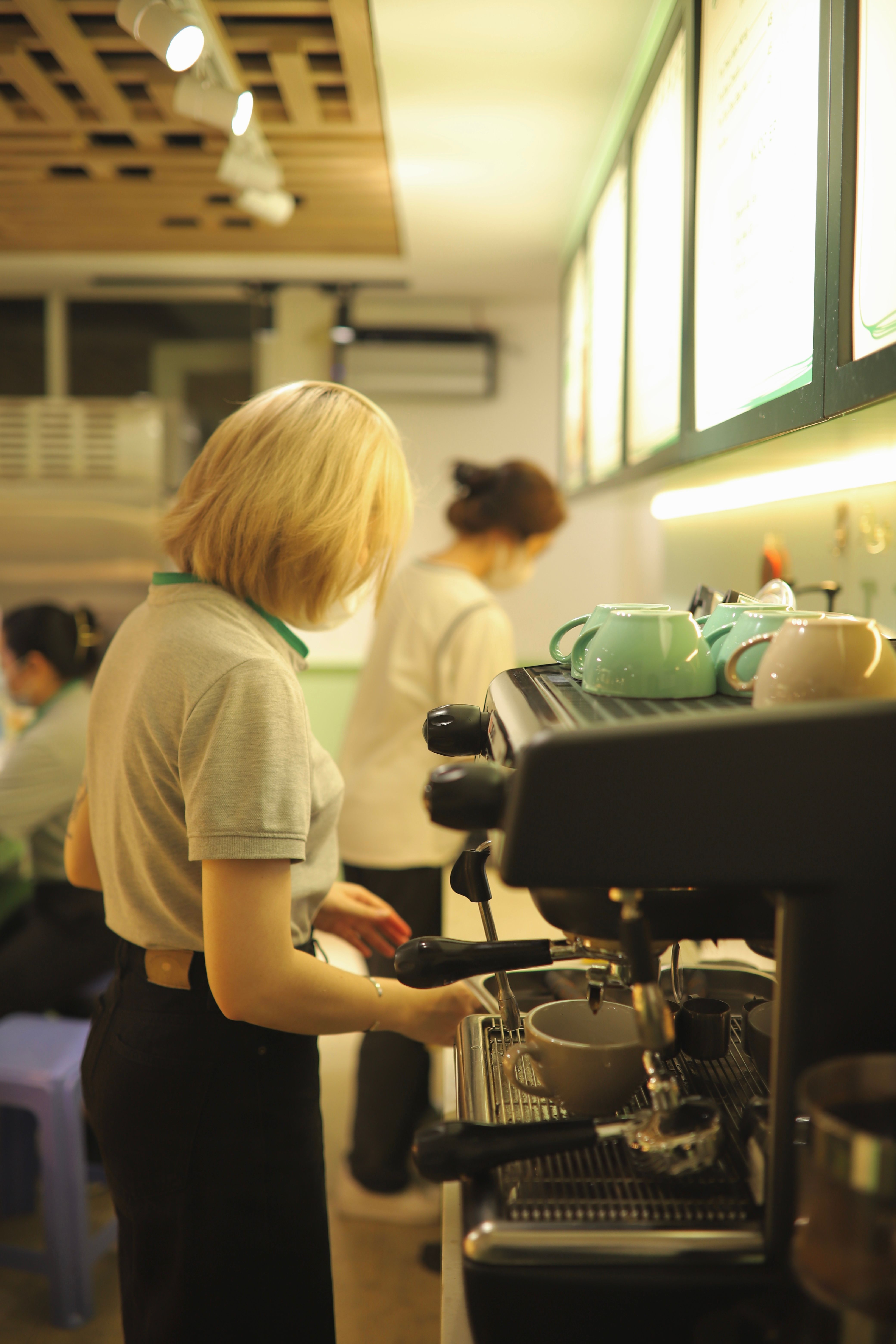 Barista preparing coffee